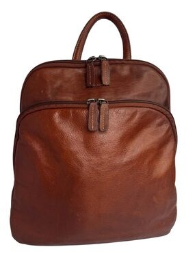 Jack Georges Voyager Buffalo Leather Backpack Cognac Brown